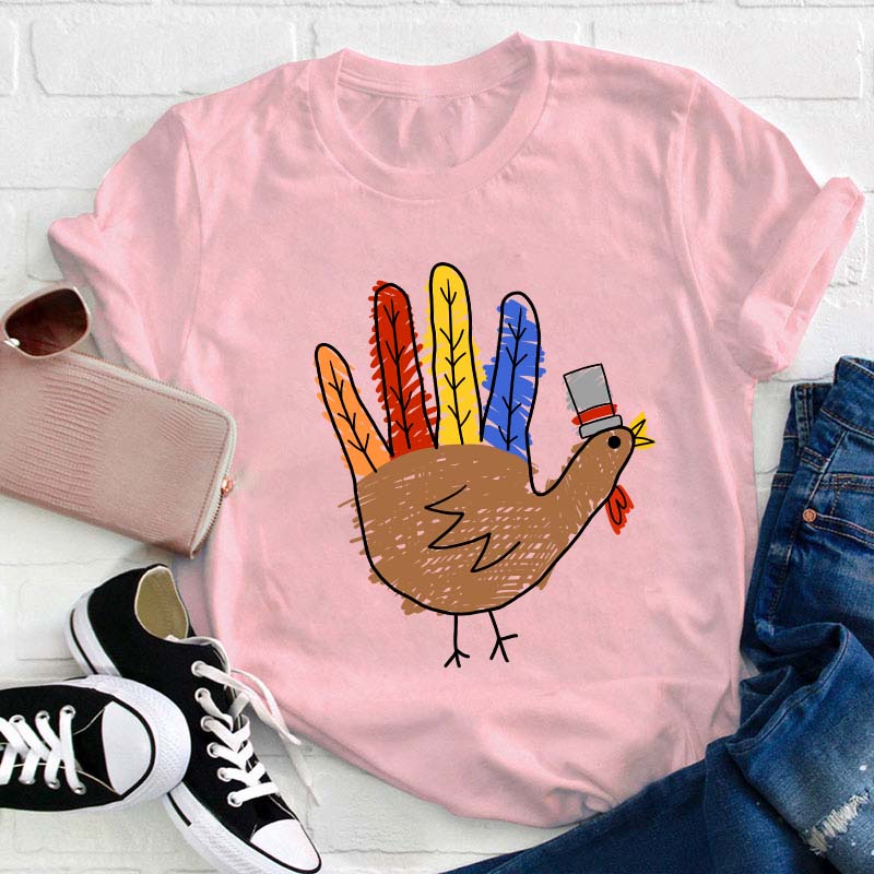 Hand Painted Turkey Teacher T-Shirt