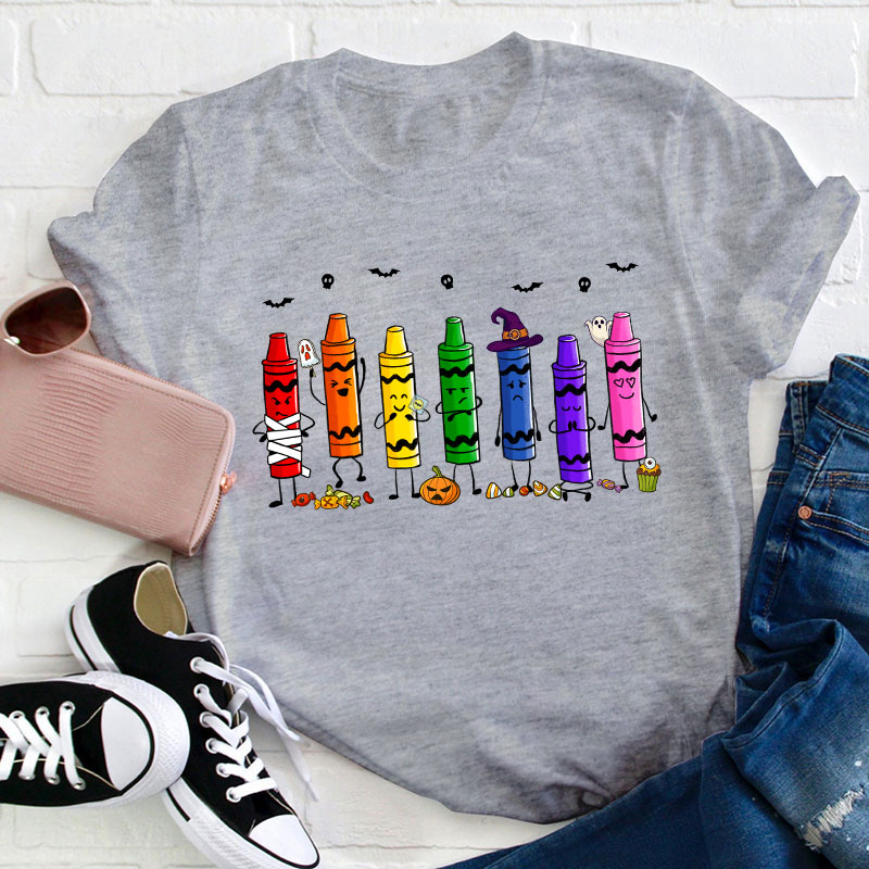 Mood Crayons Halloween Teacher T-Shirt