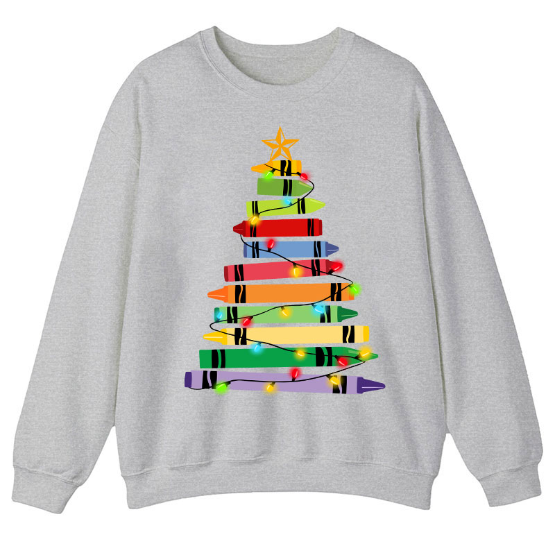 Crayons Tree Colored Ligths Teacher Sweatshirt