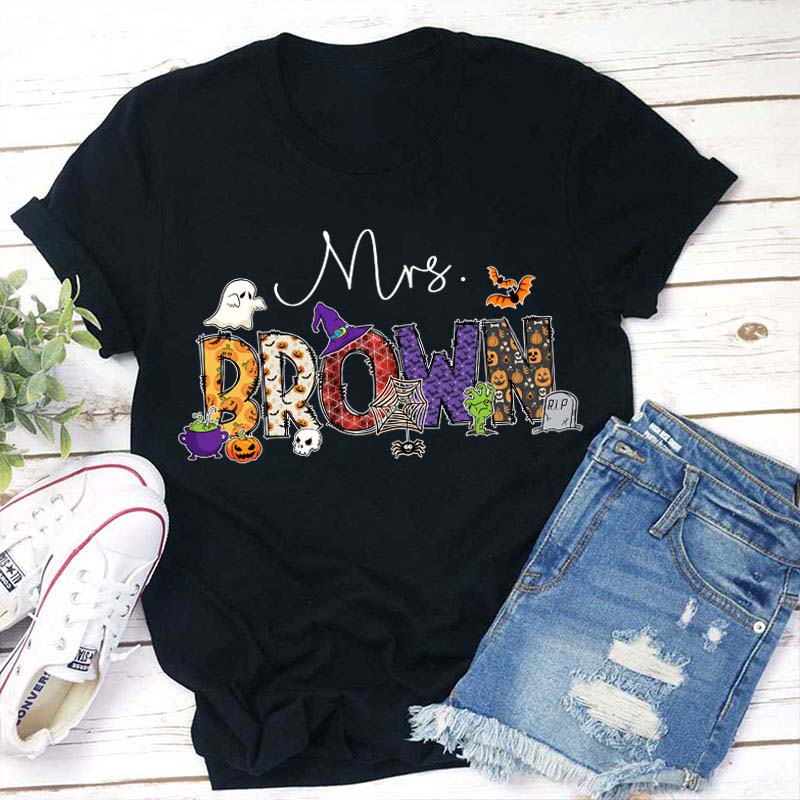 Personalized Name Happy Halloween Teacher T-Shirt