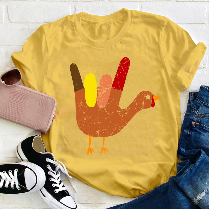 Love Peace And Turkey Teacher T-Shirt