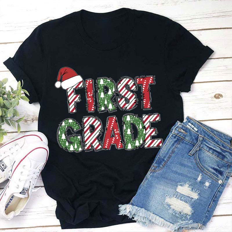 Personalized Grade Christmas Crew Teacher T-Shirt