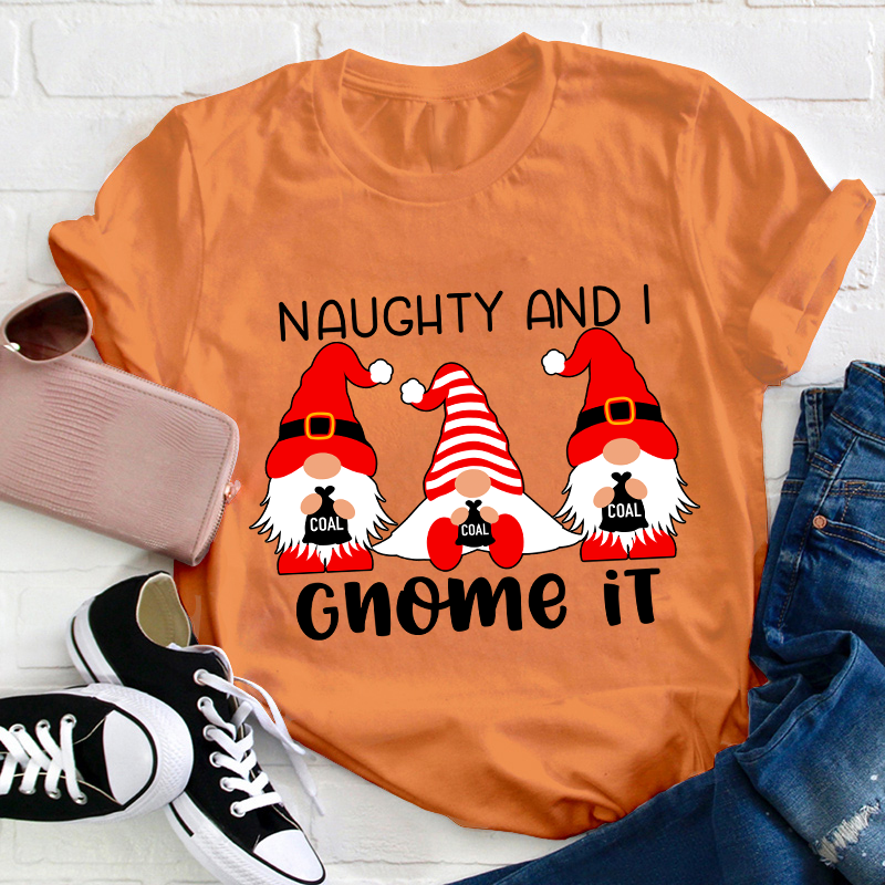 Naughty And I Gnome It Teacher T-Shirt