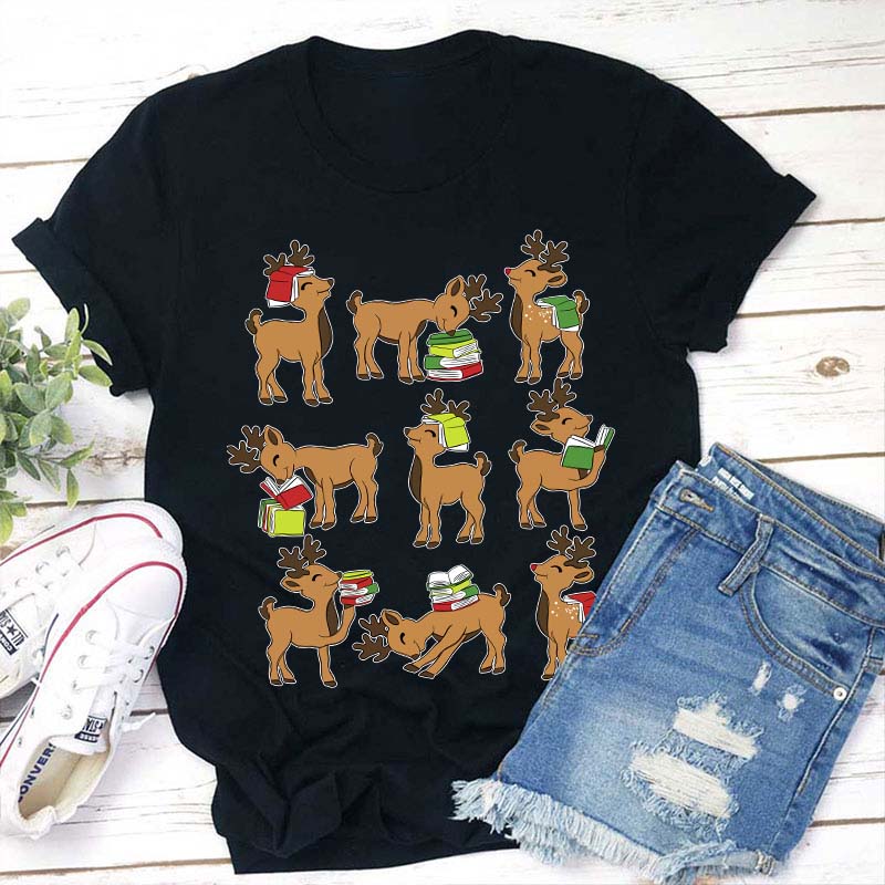 Reindeer Reading Teacher T-Shirt