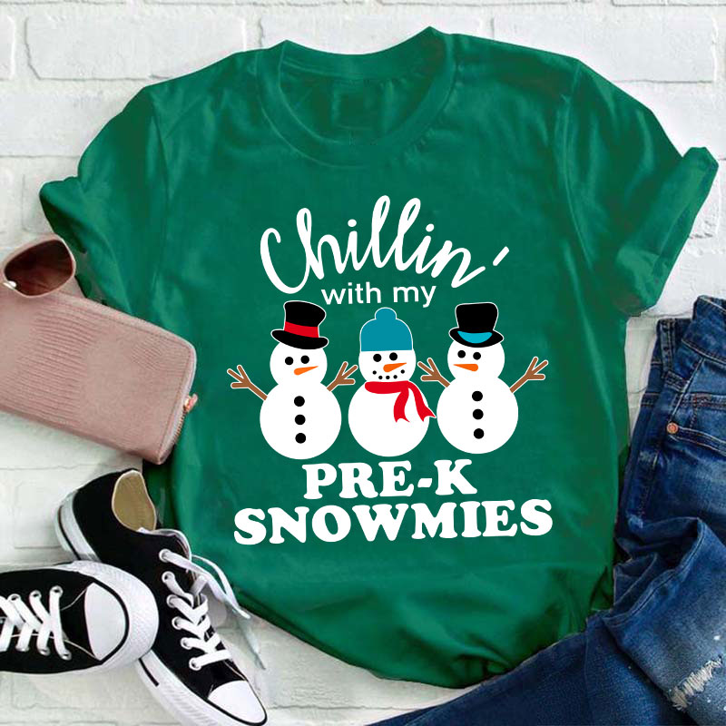 Personalized Grade Chillin' With My Snowmies Teacher T-Shirt