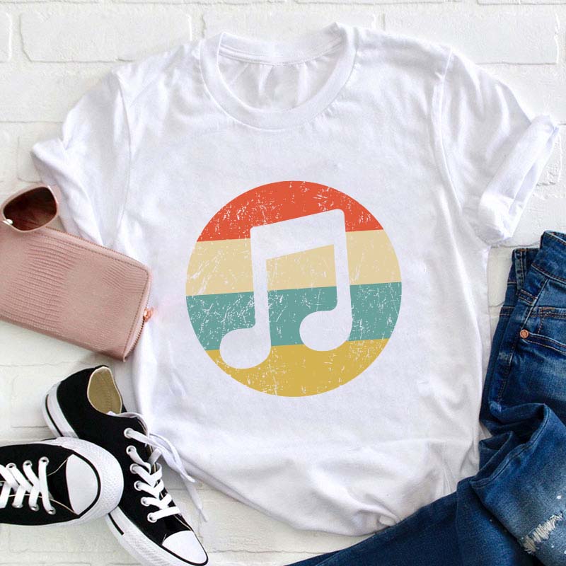 Retro Musical Notes Teacher T-Shirt