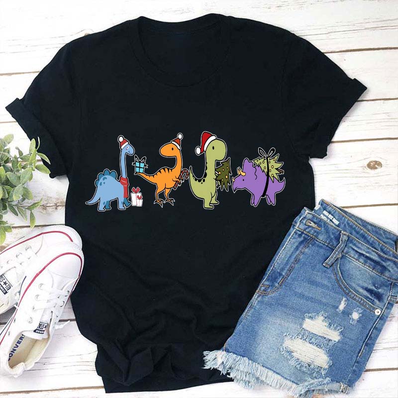 Christmas For Dinosaurs Teacher T-Shirt