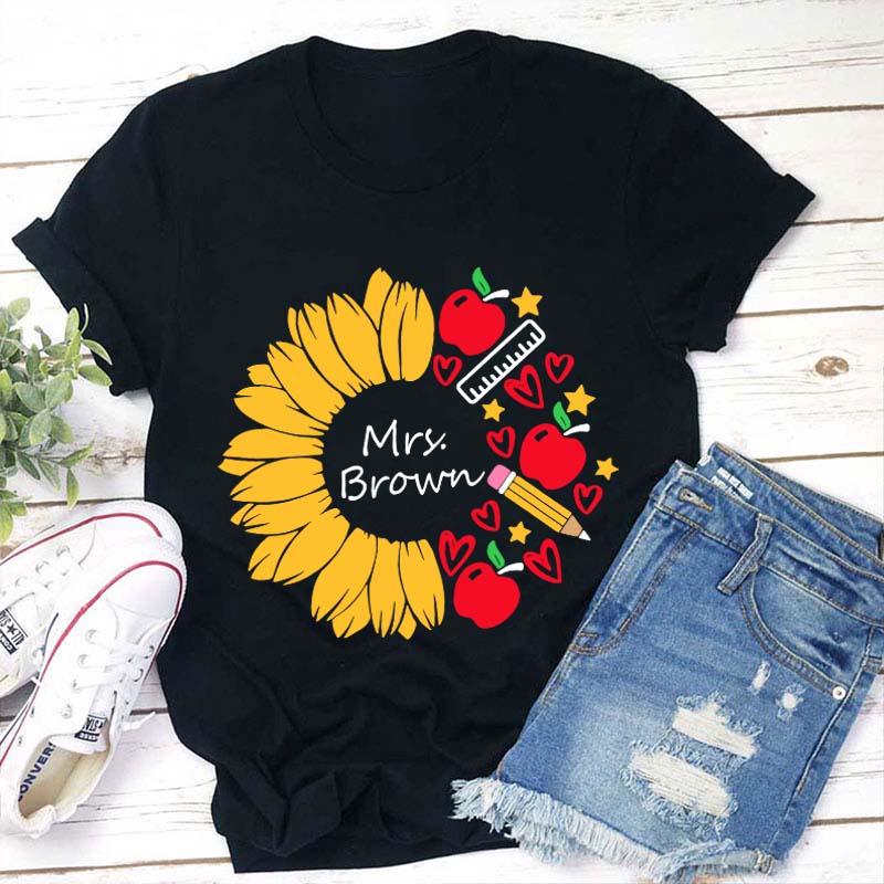 Personalized Sunflower Teacher Life Teacher T-Shirt