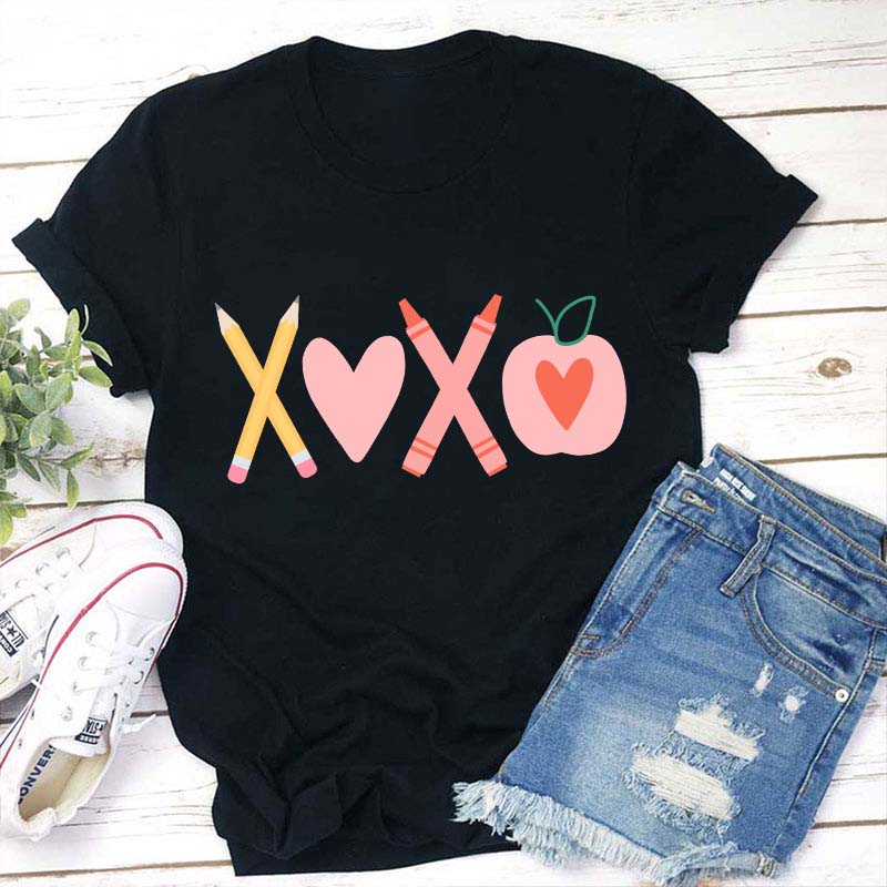 Pencil Crayon Apple Teacher T-Shirt