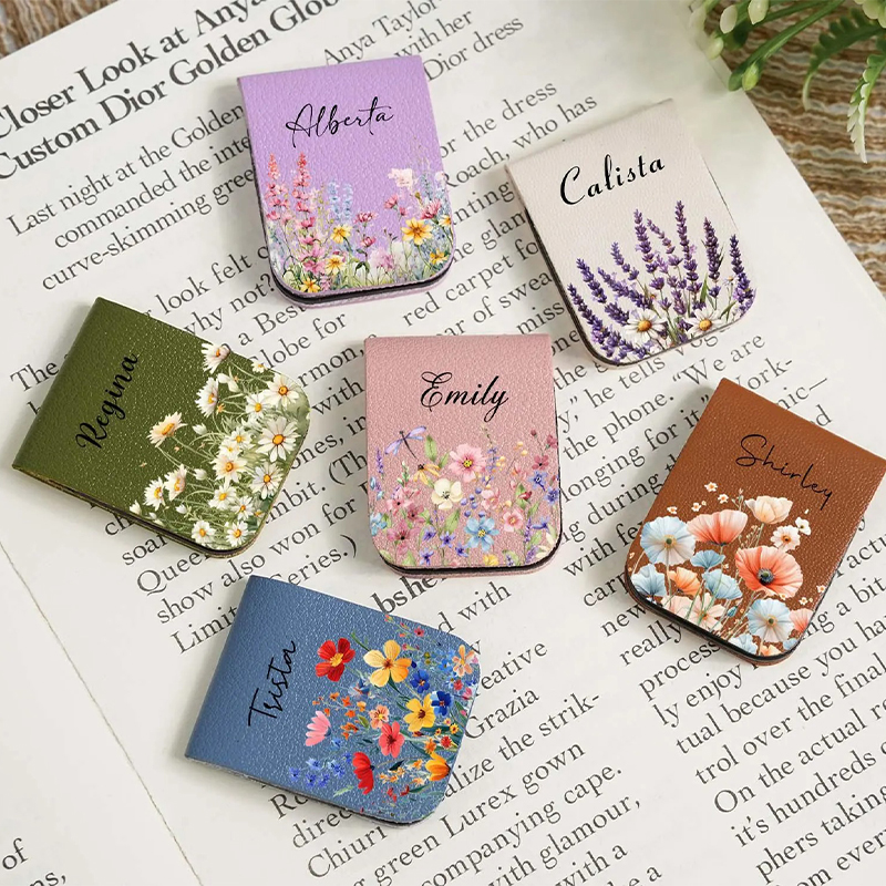 Personalized Floral Name Teacher Magnetic Bookmark