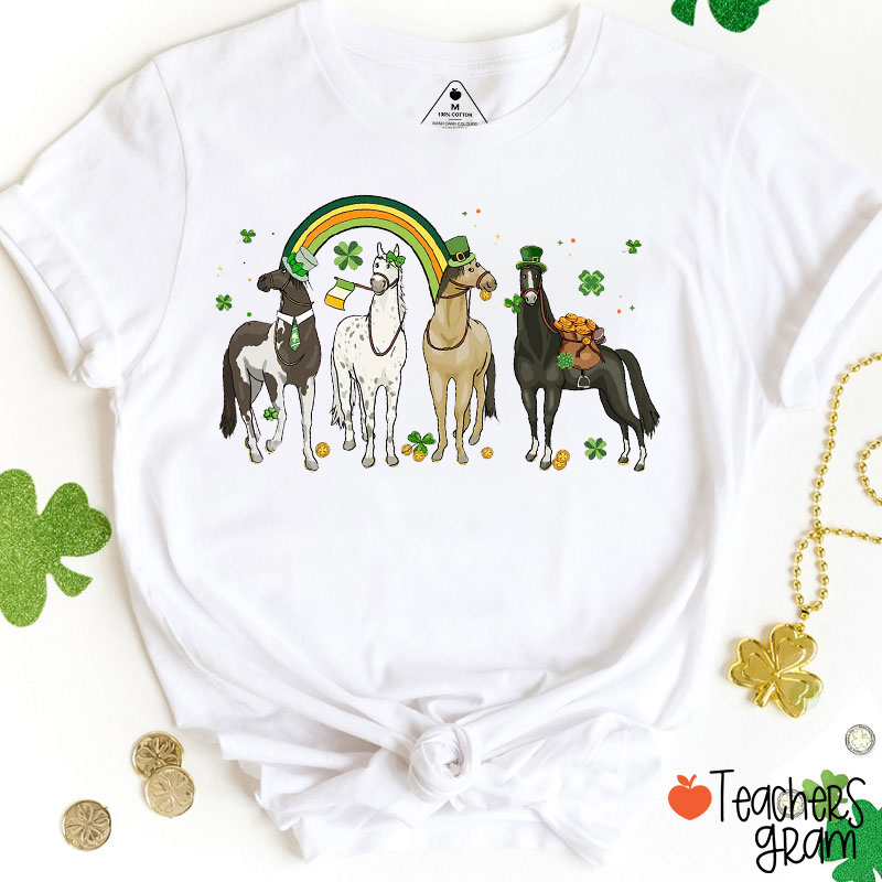 Horse St Patricks Teacher T-Shirt