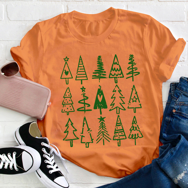 Assorted Christmas Trees Teacher T-Shirt