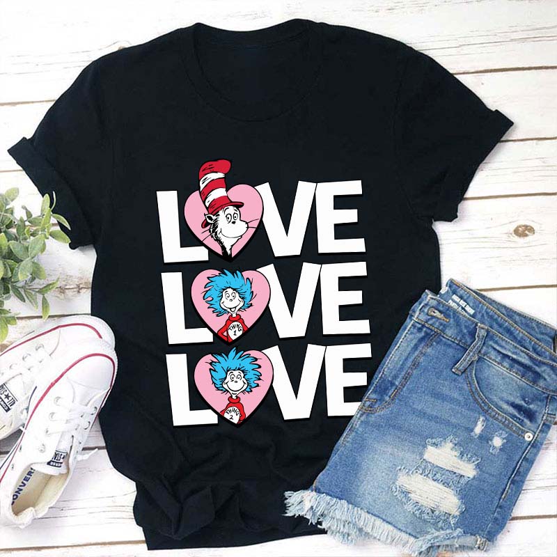 Valentine's Day With Cat And Things Teacher T-Shirt