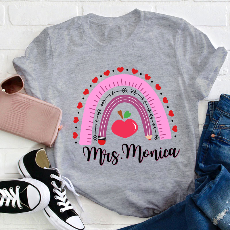 Personalized Name Valentines Teacher Day Teacher T-Shirt
