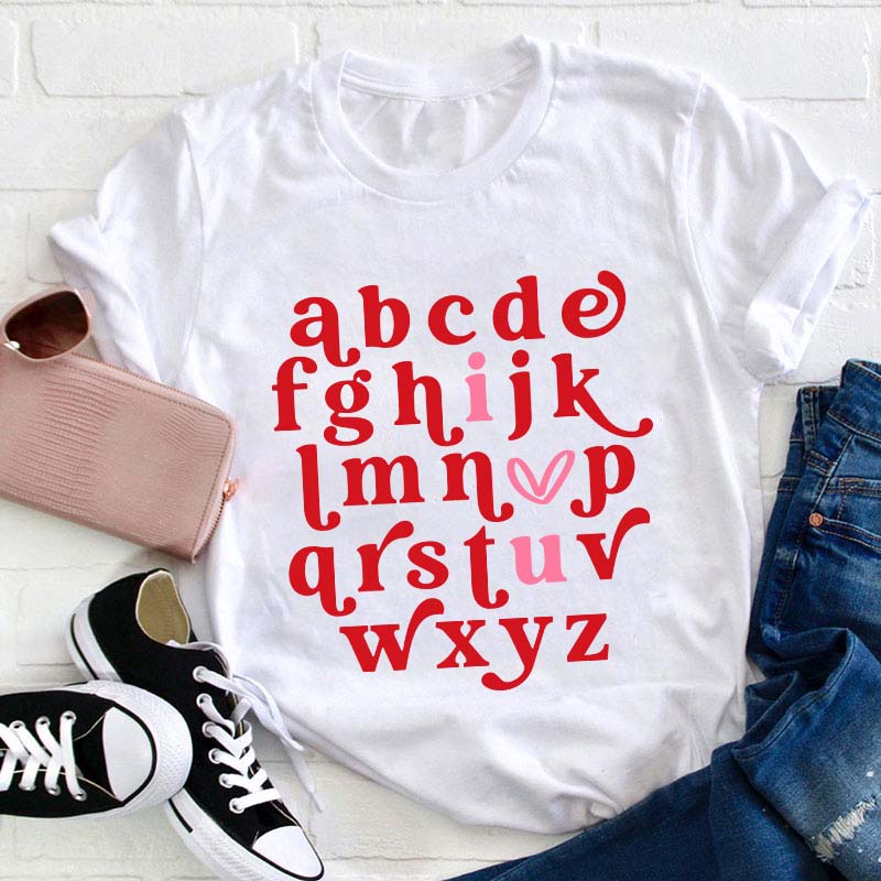 Valentine Alphabet I Love You Teacher T-Shirt Sale-Teachersgram