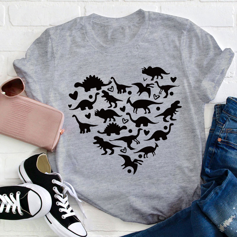 Dinosaur Heart Teacher T-Shirt