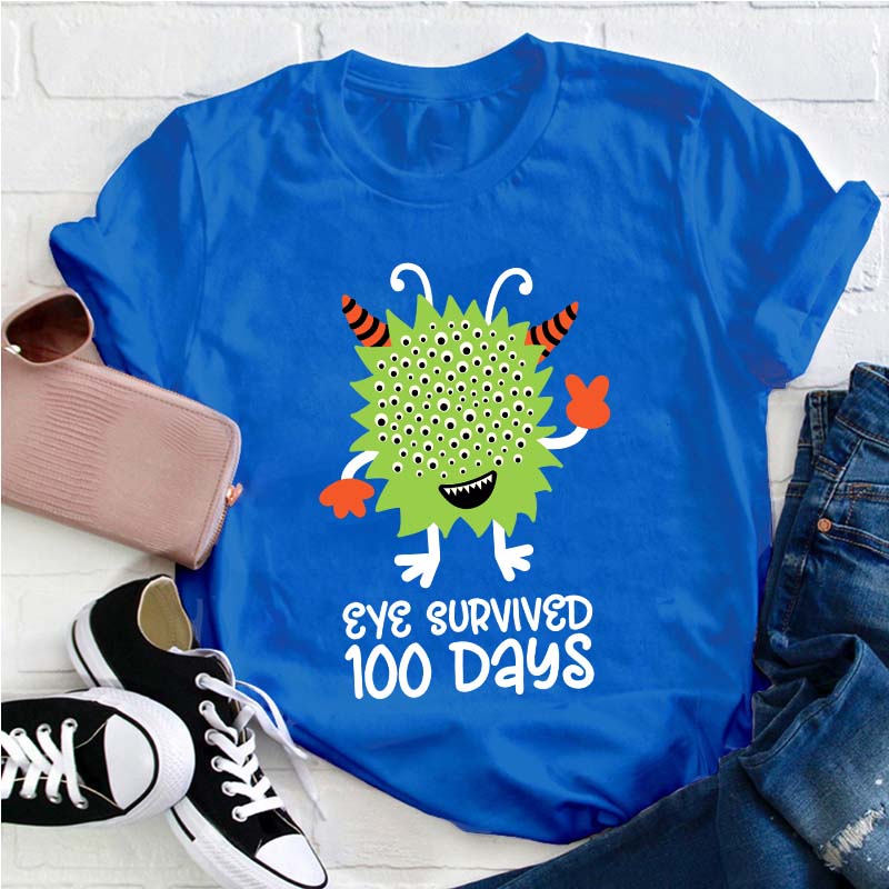 Eye Survived 100 Days Teacher T-Shirt