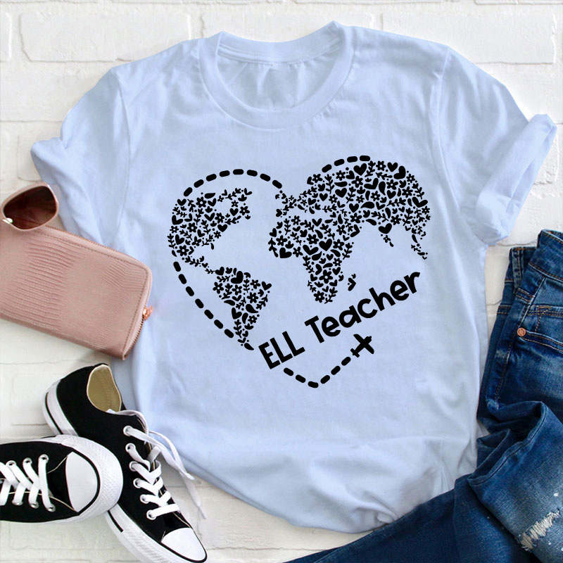 Ell Cute Heart Shape Teacher T-Shirt
