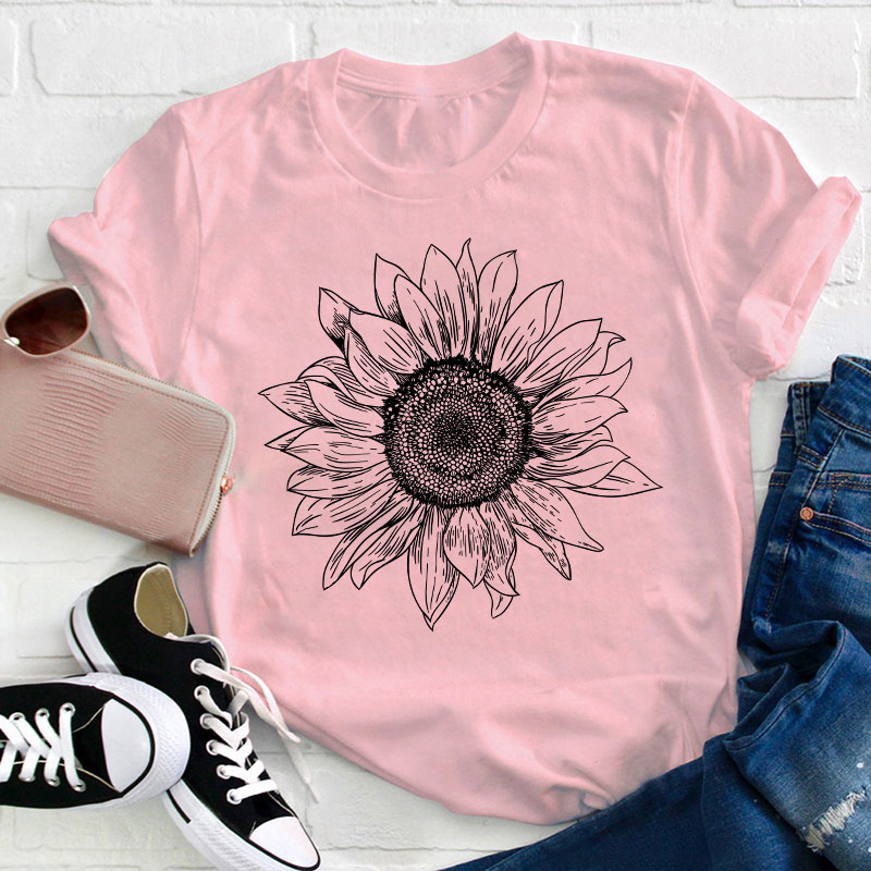 Floral Sunflower Teacher T-Shirt