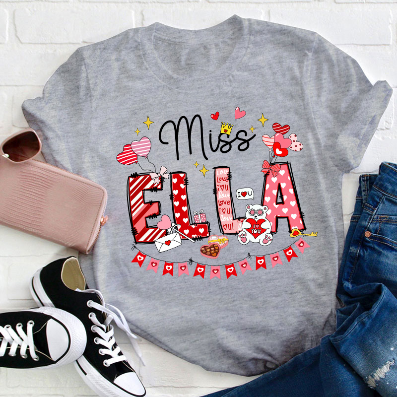 Personalized Valentines Day Teacher T-Shirt