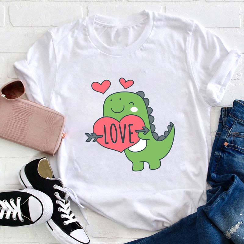 Dino Love Teacher T-Shirt Sale-Teachersgram