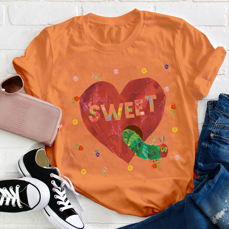 Sweet Heart Caterpillar Teacher T-Shirt