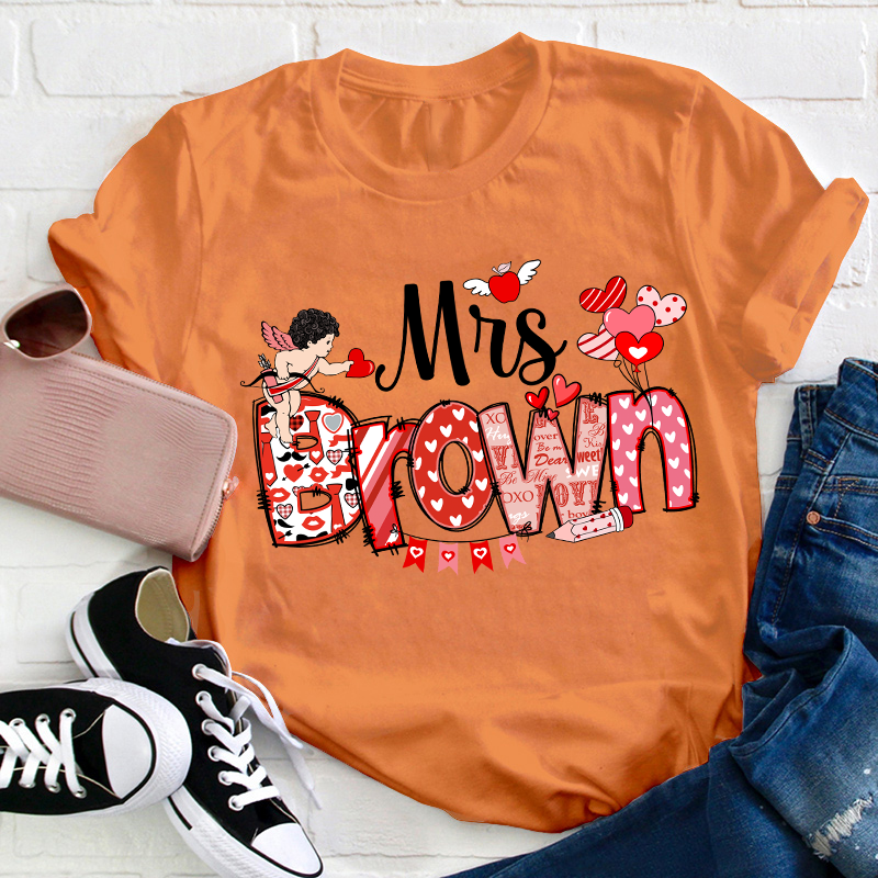 Personalized Valentine Cute Teacher T-Shirt