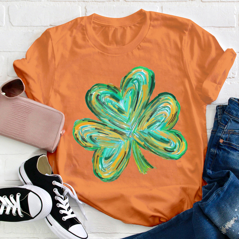 Colorful Clover St Patrick's Day Teacher T-Shirt