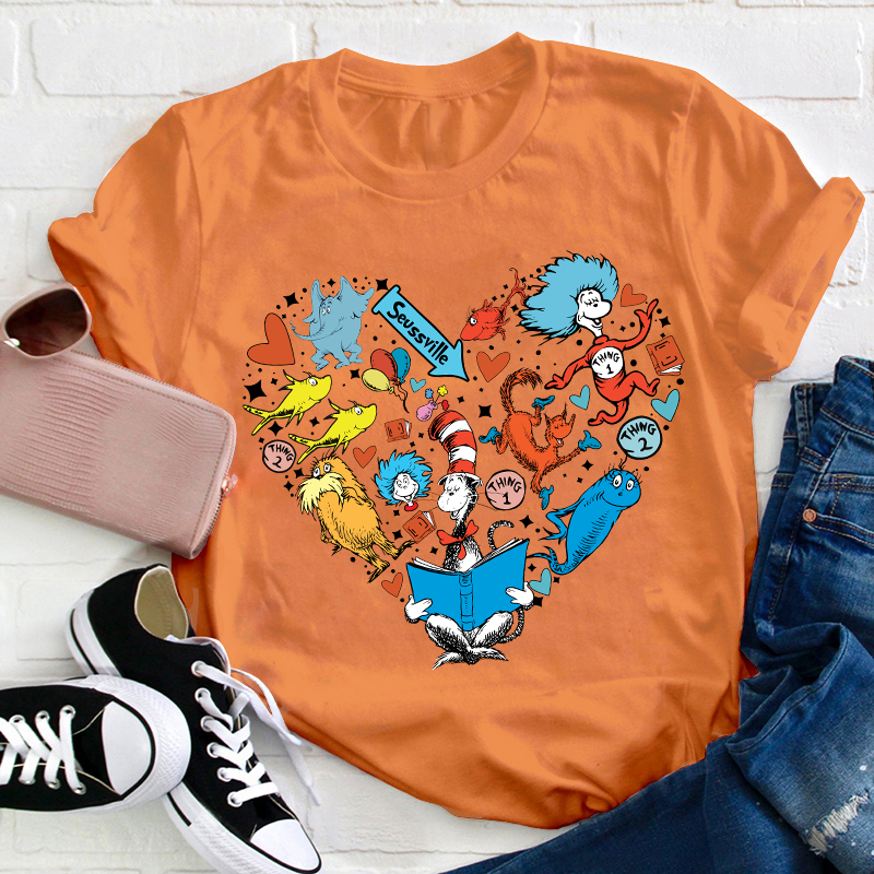 The Cat In The Hat Heart Teacher T-Shirt