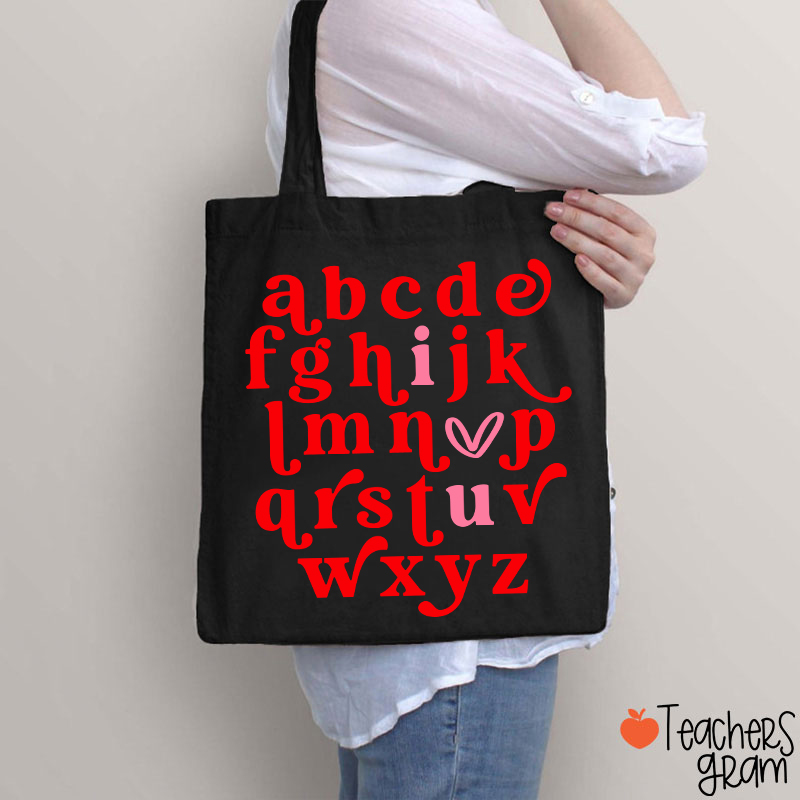 Valentine Alphabet I Love You Teacher Tote Bag