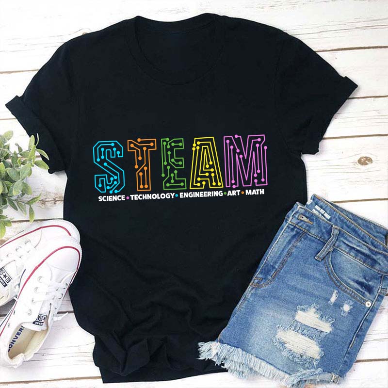 STEAM Science Technology Engineering Art Math Teacher T-Shirt Sale-Teachersgram