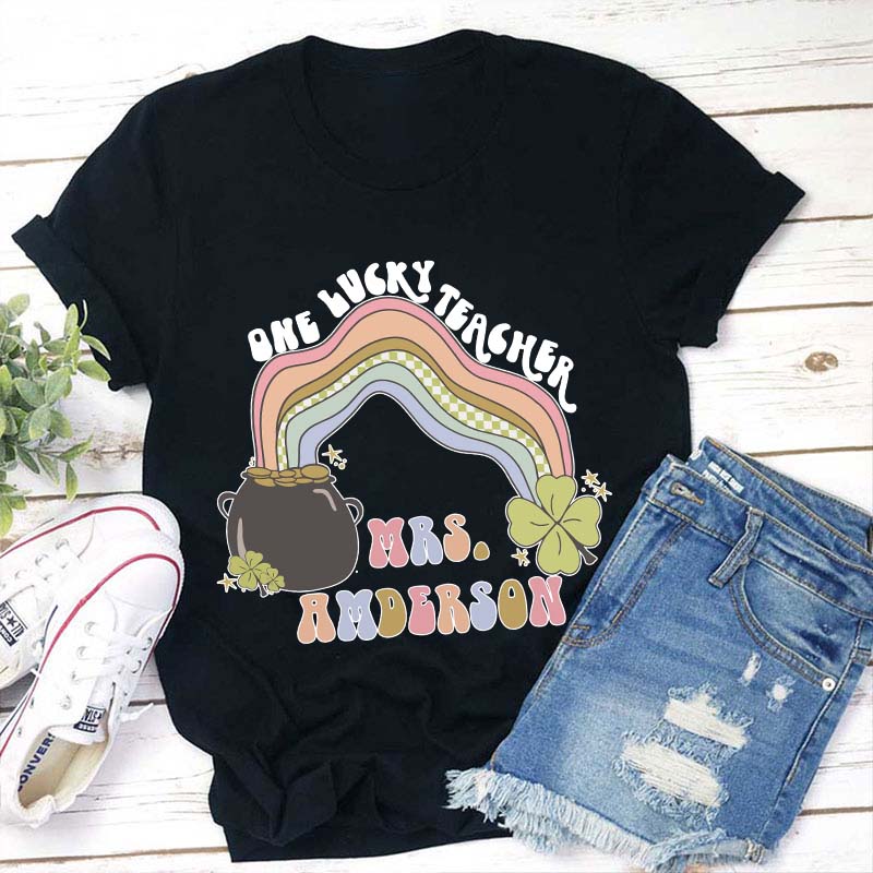 Personalized Magic Wave One Lucky Teacher T-Shirt Sale-Teachersgram