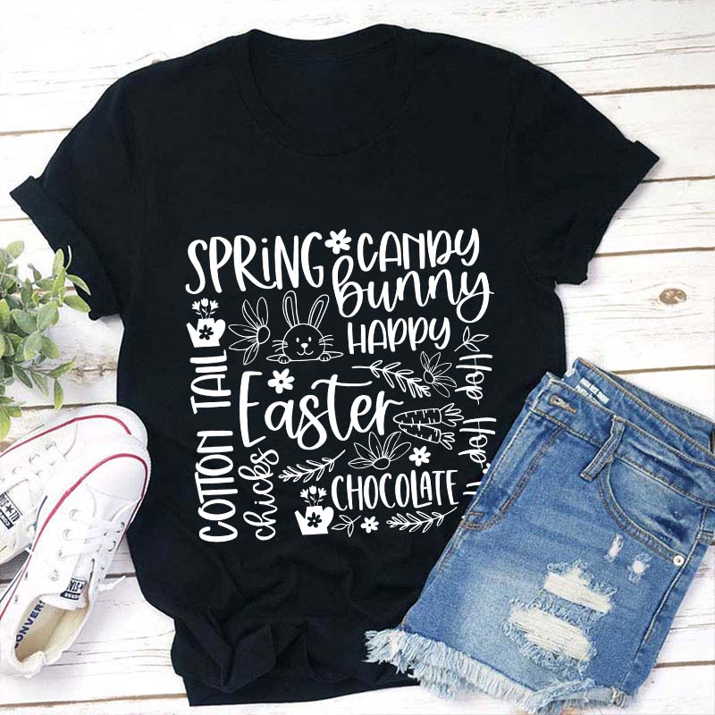 Happy Easter Spring Bunny Teacher T-Shirt