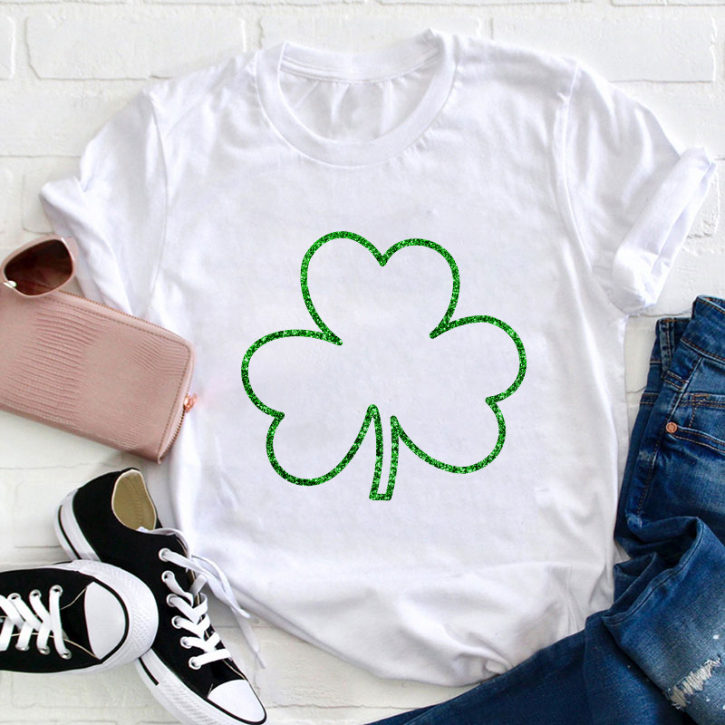 Glitter Shamrock Teacher T-Shirt