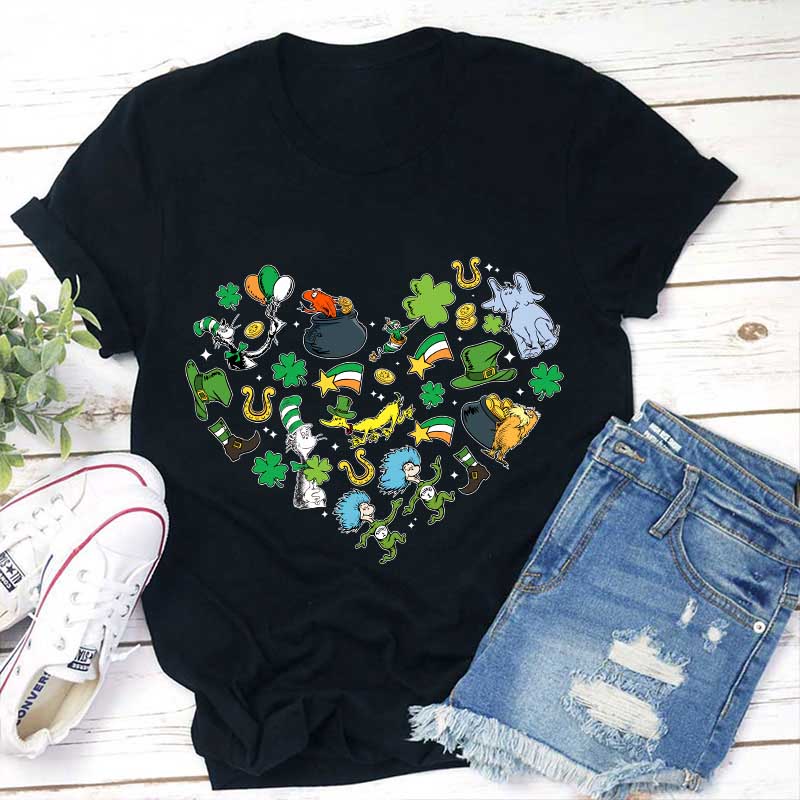St Patrick Day Love Heart Teacher T-Shirt