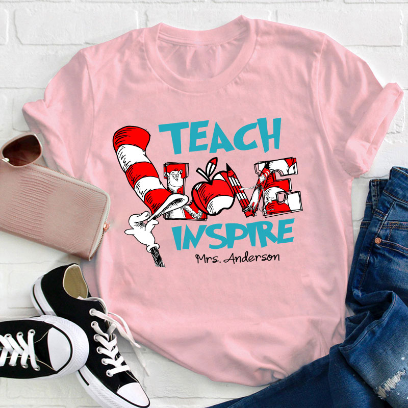 Personalized Teach Love Inspire Teacher T-Shirt