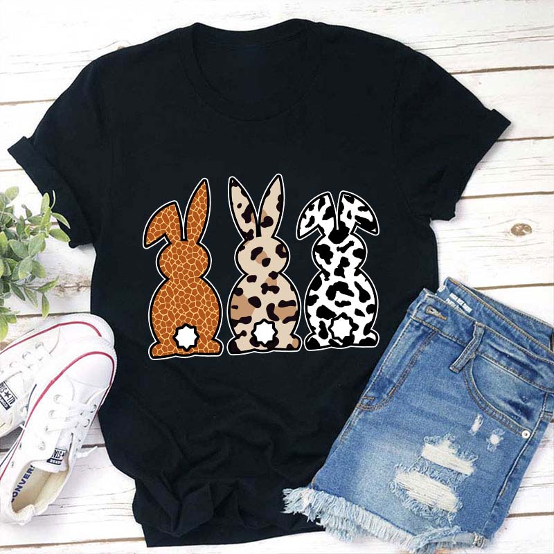 Leopard Bunnies Teacher T-Shirt