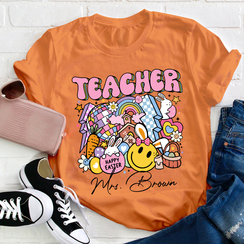Personalized Name Happy Easter Teacher T-Shirt