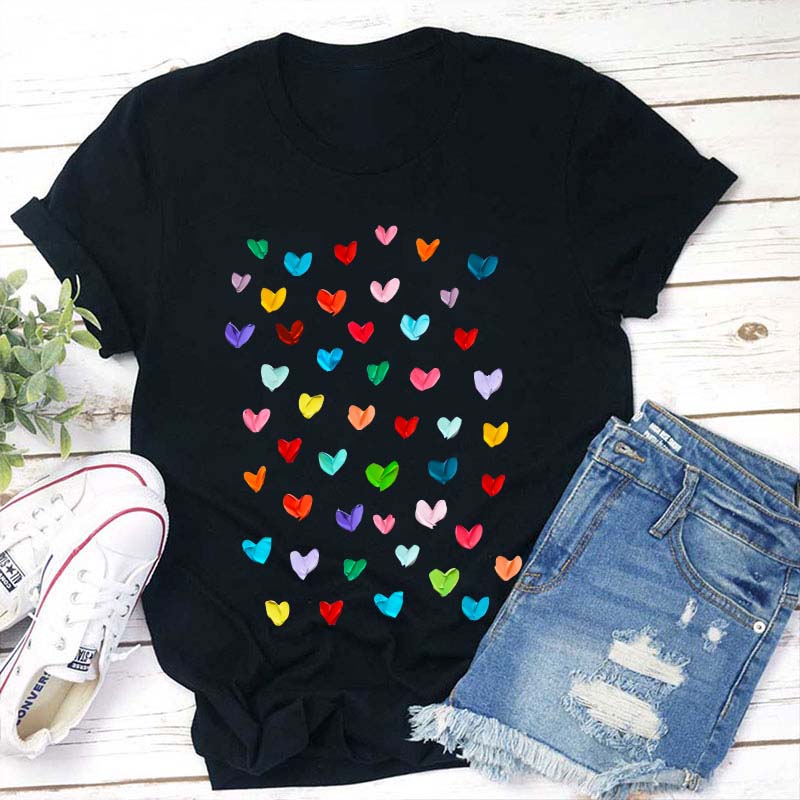 Confetti Hearts Teacher T-Shirt