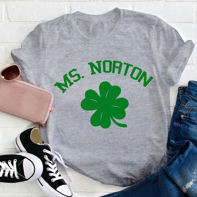 Personalized Shamrock St Patrick's Day Teacher T-Shirt