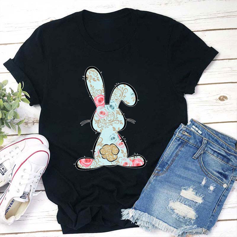 Floral Easter Bunny Teacher T-Shirt