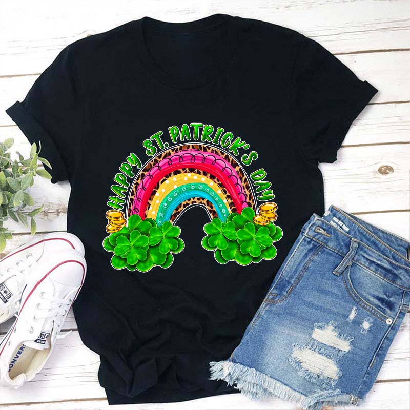 Happy St Patrick's Day Rainbow Teacher T-Shirt