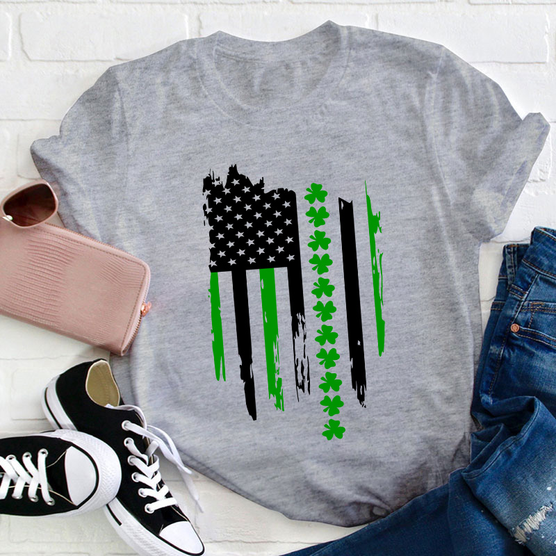 Happy St Patricks Day Flag Teacher T-Shirt