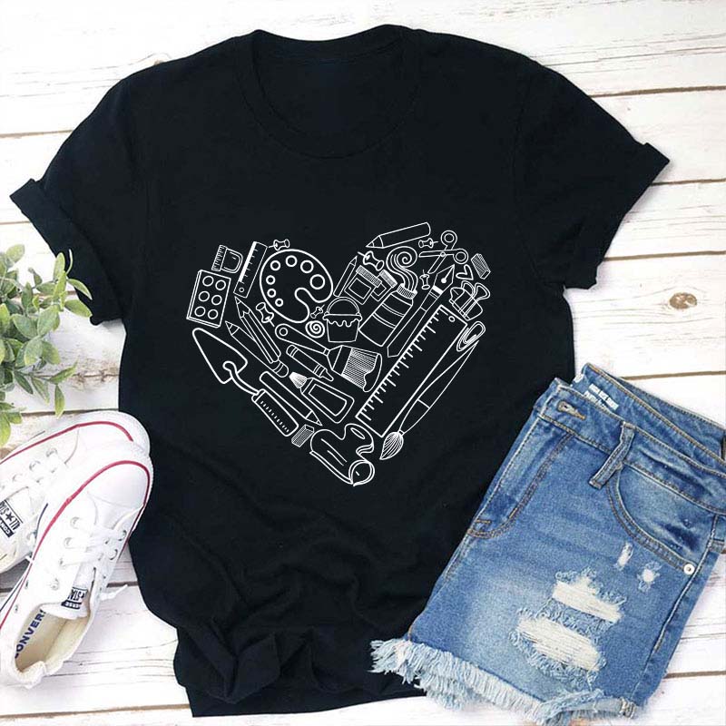 Art Heart Shape Teacher T-Shirt Sale-Teachersgram