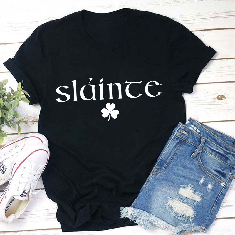 Cute Slainte Lucky Clovers Teacher T-Shirt