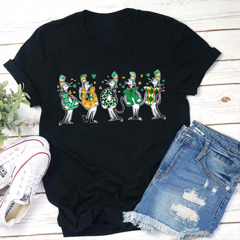 Lucky Happy St Patrick's Day Teacher T-Shirt Sale-Teachersgram