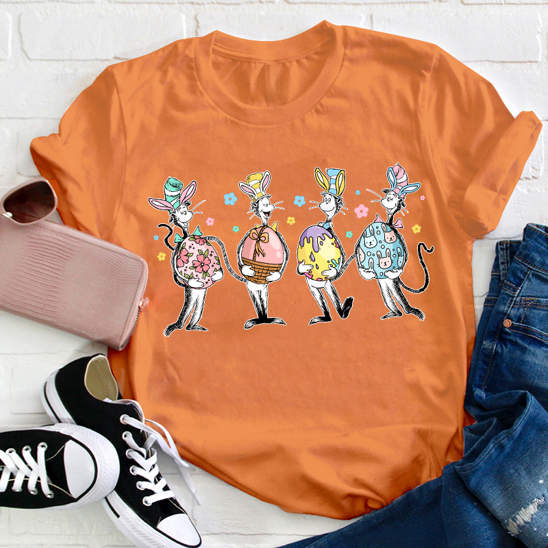Happy Easter Cute Cat Teacher T-Shirt