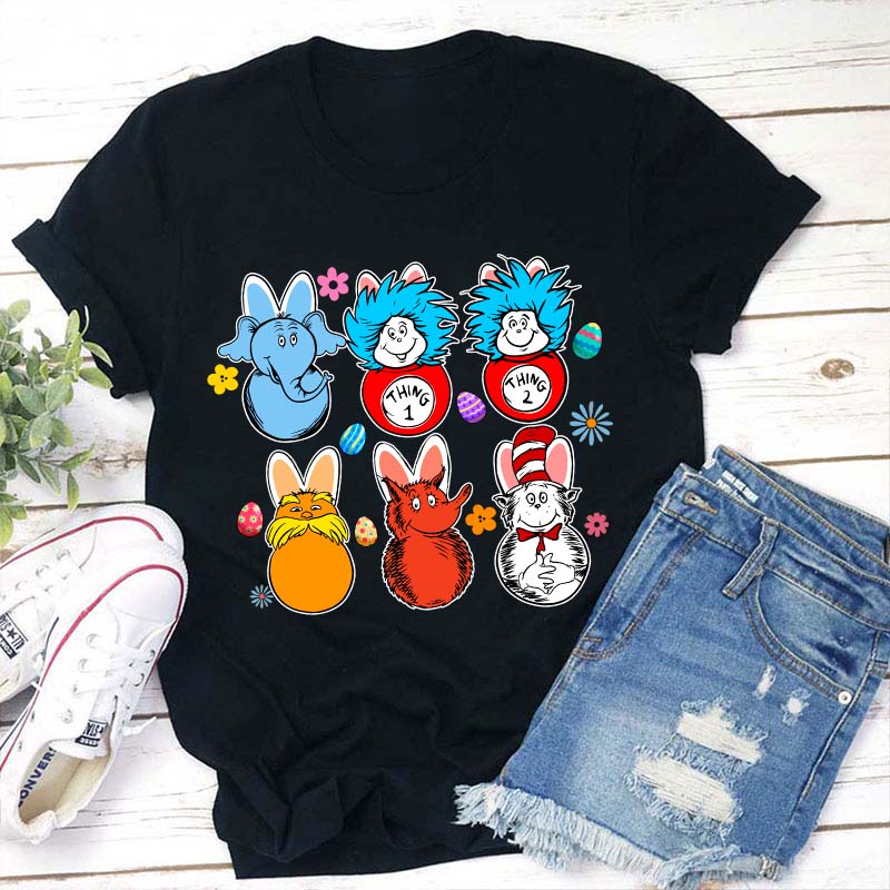 Easter Cartoon Bunny Teacher T-Shirt