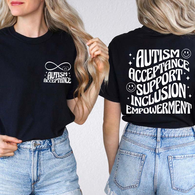 Autism Acceptance Teacher Two Sided T-Shirt