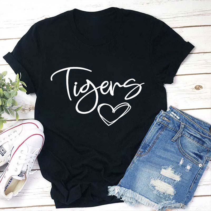 Personalized Name Mascot Heart Teacher T-Shirt